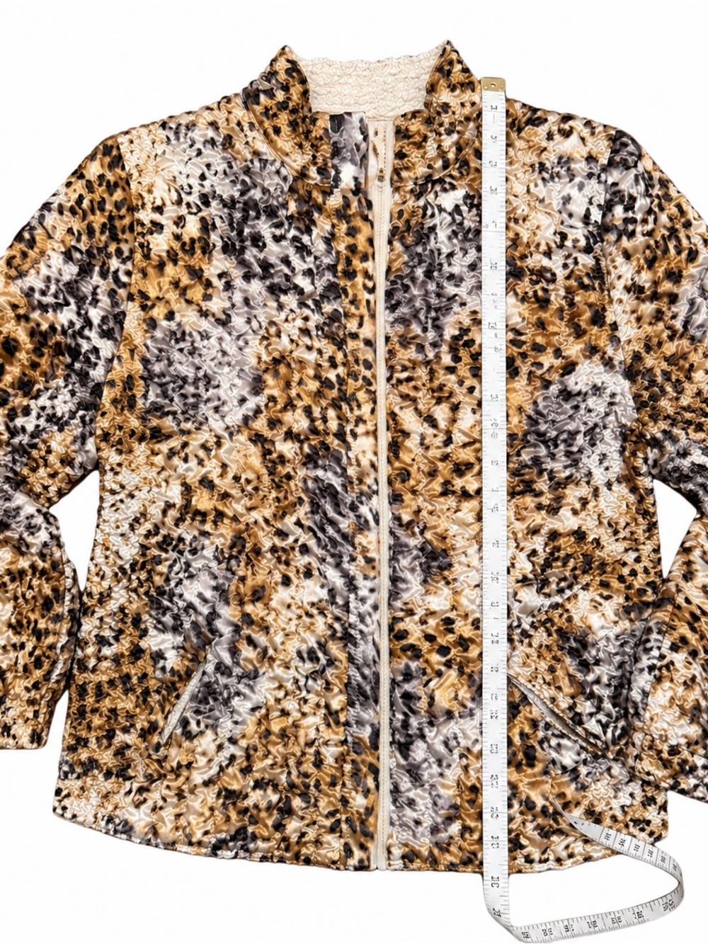 Ruby Rd. Animal-Print Zip Front Bomber Jacket in Brown Multi - Picture 3 of 5